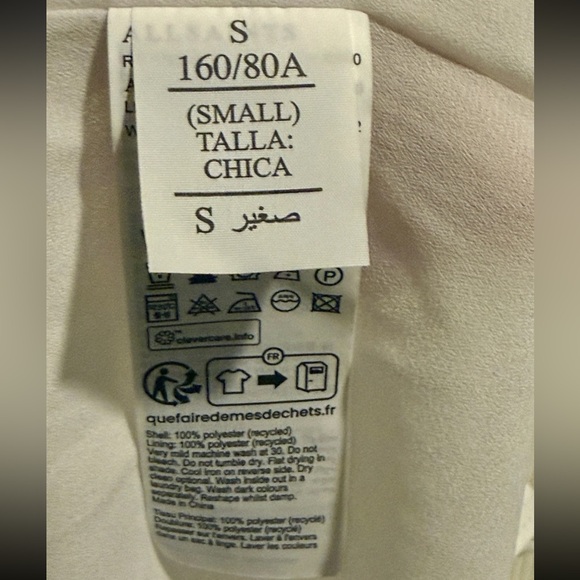 AllSaints Leia Harley Pleated Midi Slip Dress Cream Ivory Size Small NWOT - Picture 10 of 12